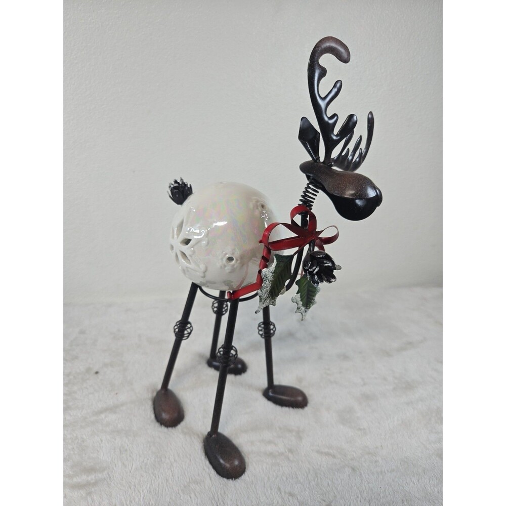 Rare Vintage Pier 1 Imports Reindeer Bobblehead Tealight Candle Holder